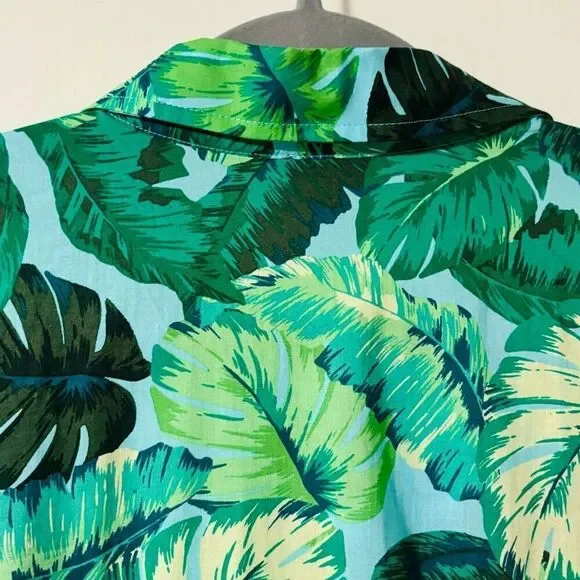 Talbots M leaf print cotton lightweight button down shirt long sleeve - Picture 4 of 9